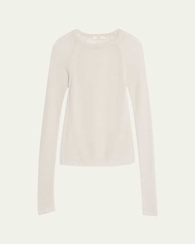 Raglan-Sleeve Sheer Cashmere Sweat